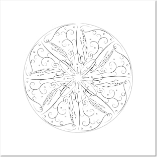 Calligraphy mandala art rosette Posters and Art